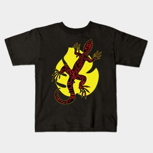 Red Doodle Pattern Lizard Kids T-Shirt